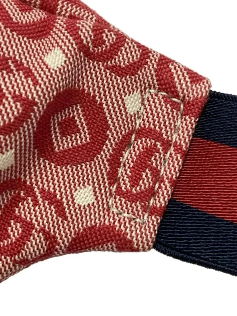 GUCCI Interlocking G Children's Belt Bag 502095 Red Cream Navy Jacquard Leather